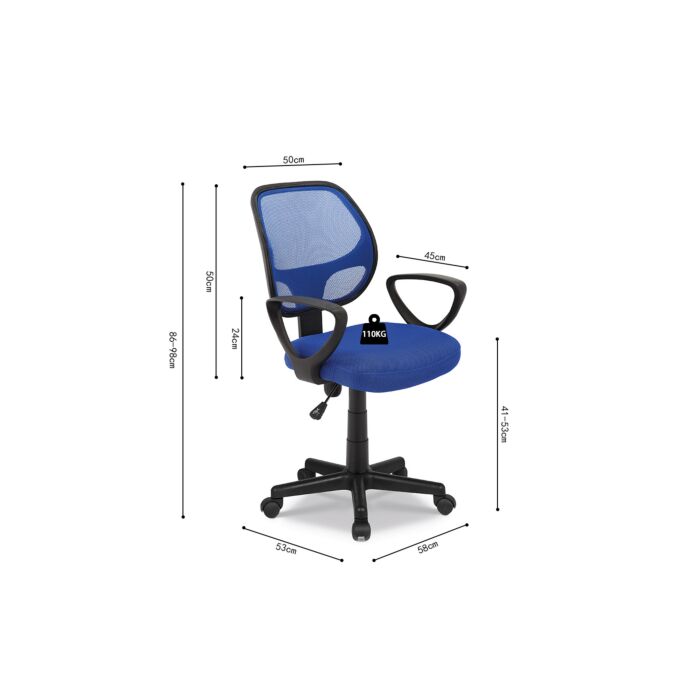 Hivo Bureaustoel – Mesh Stof – Blauw
