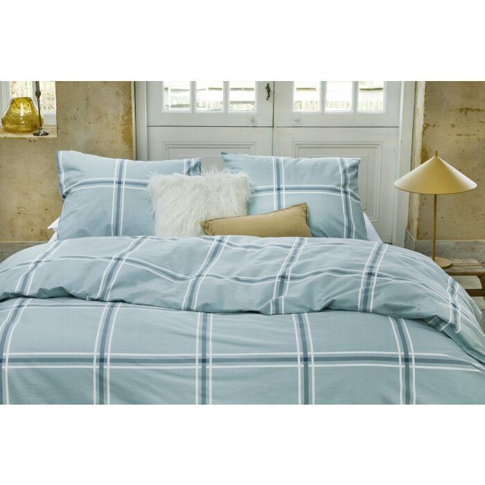Soft Squares dekbedovertrek 240x220cm blauw