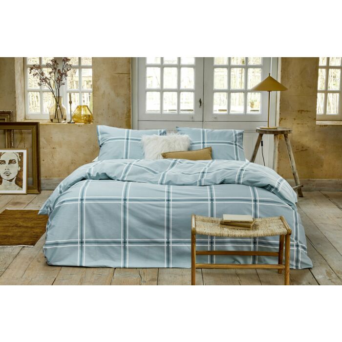 Soft Squares dekbedovertrek 240x220cm blauw