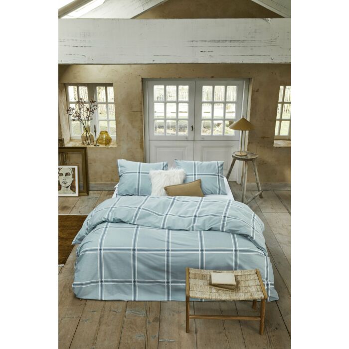 Soft Squares dekbedovertrek 240x220cm blauw
