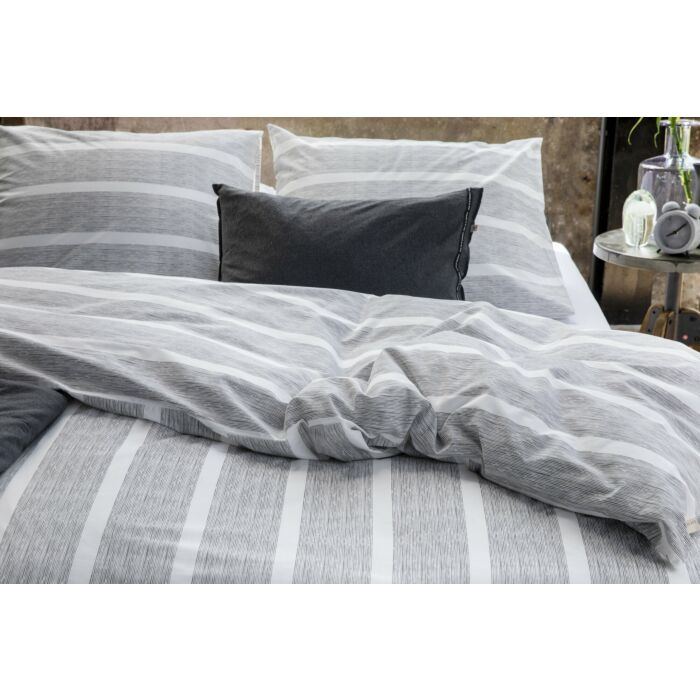 Stripe Along dekbedovertrek 155x220cm antraciet