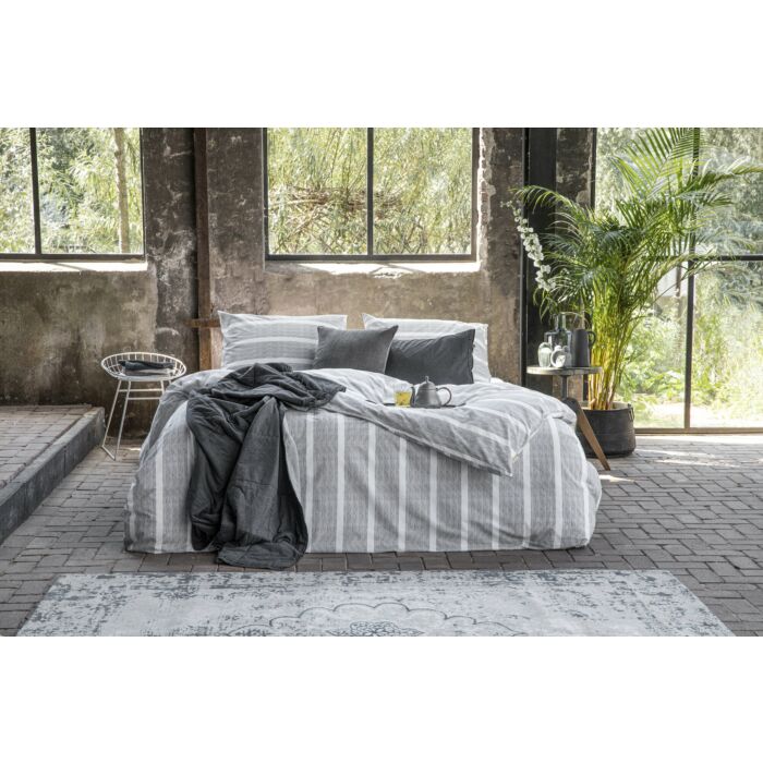 Stripe Along dekbedovertrek 155x220cm antraciet