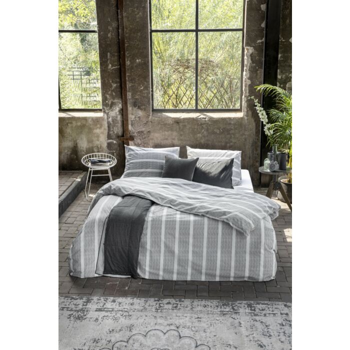 Stripe Along dekbedovertrek 155x220cm antraciet