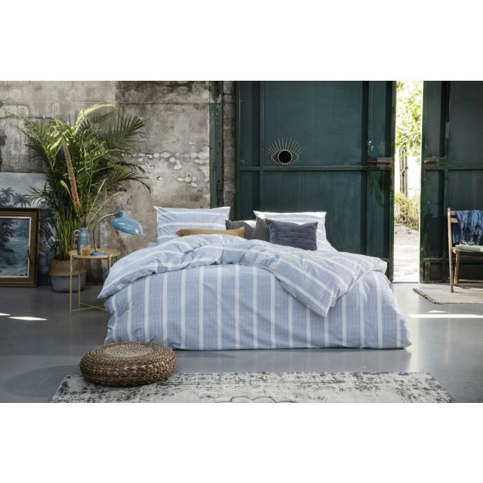 Stripe Along dekbedovertrek 135x200cm blauw