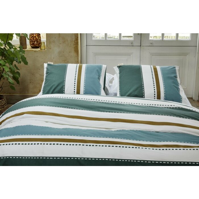 Stripes & Stitches dekbedovertrek 200x220cm groen