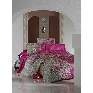 Saten Line 2-persoons dekbedovertrekset 200x220cm satijn tugba fuchsia