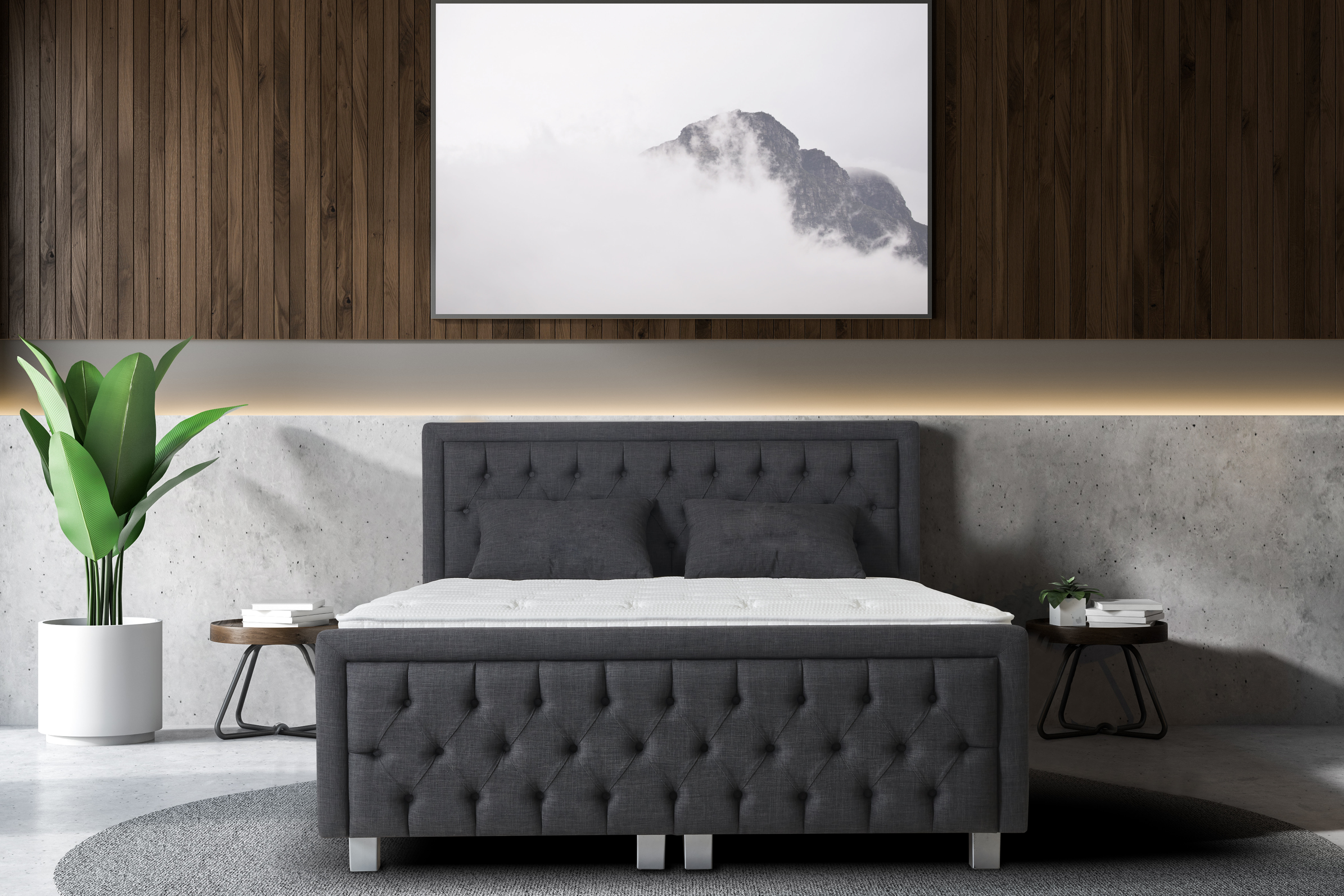 Royal opbergboxspring met voetenbord 180x200cm antraciet