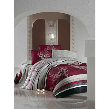 Saten Line 2-persoons dekbedovertrekset 200x220cm satijn azra bordeaux