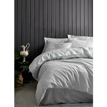 Jacquard 2-persoons dekbedovertrekset 200x220cm satijn leaf ijsblauw