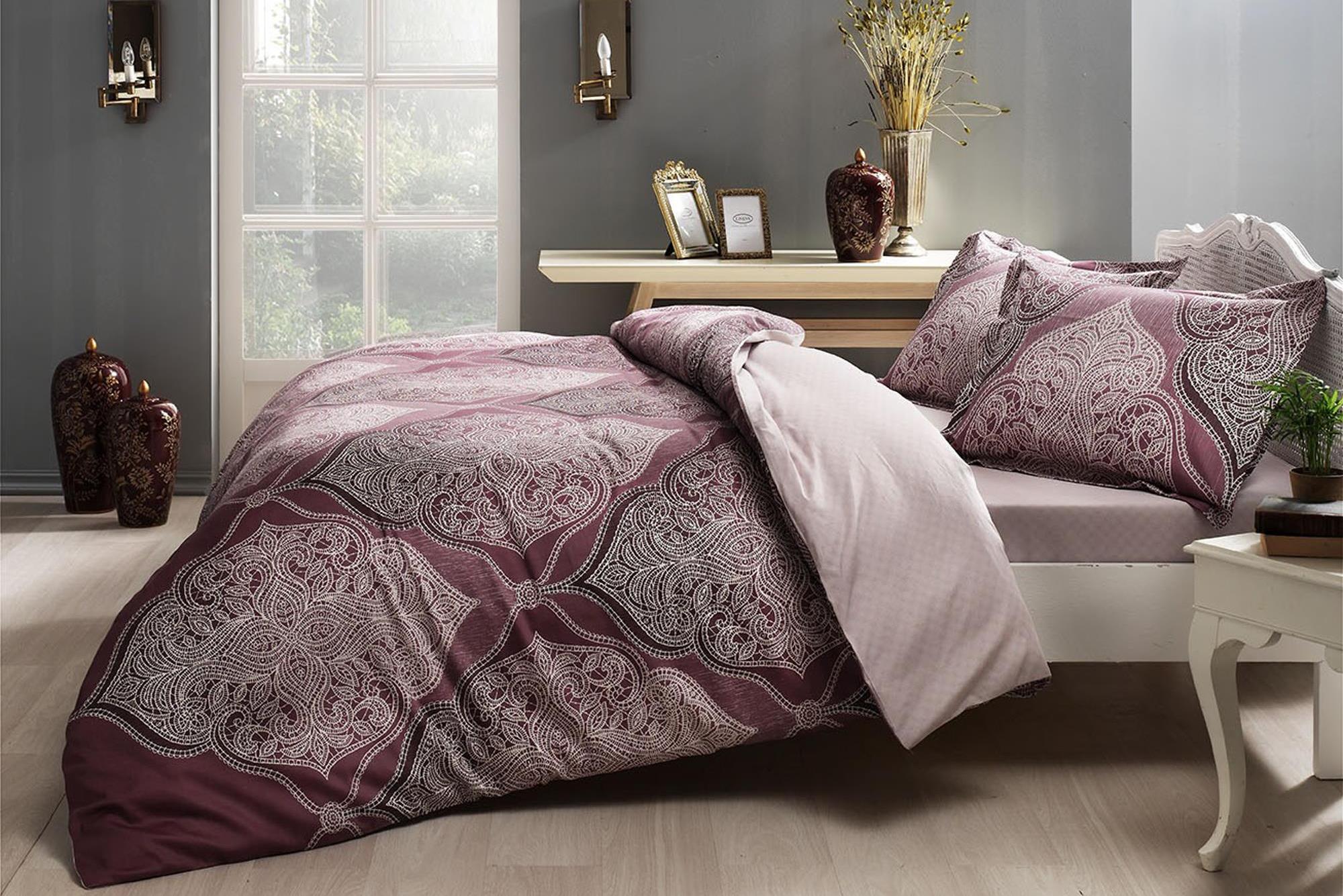 Yasmin saten 2-persoons dekbedovertrekset 200x220cm pruim