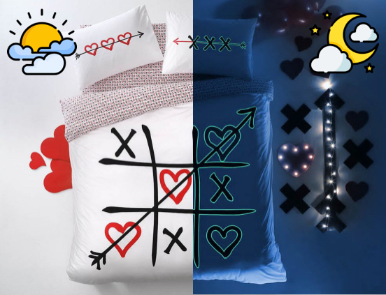 Xox Glow ranforce 1-persoons dekbedovertrekset 160x220cm wit/rood