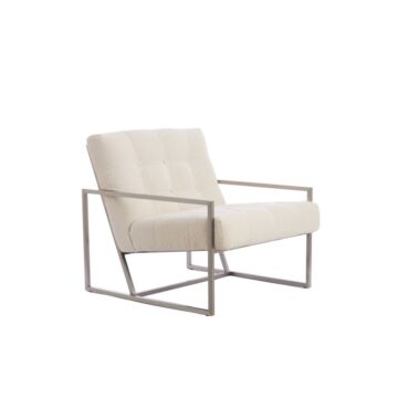 GENEVE fauteuil bouclé (lus) 81x71x70cm crème met nikkel poten