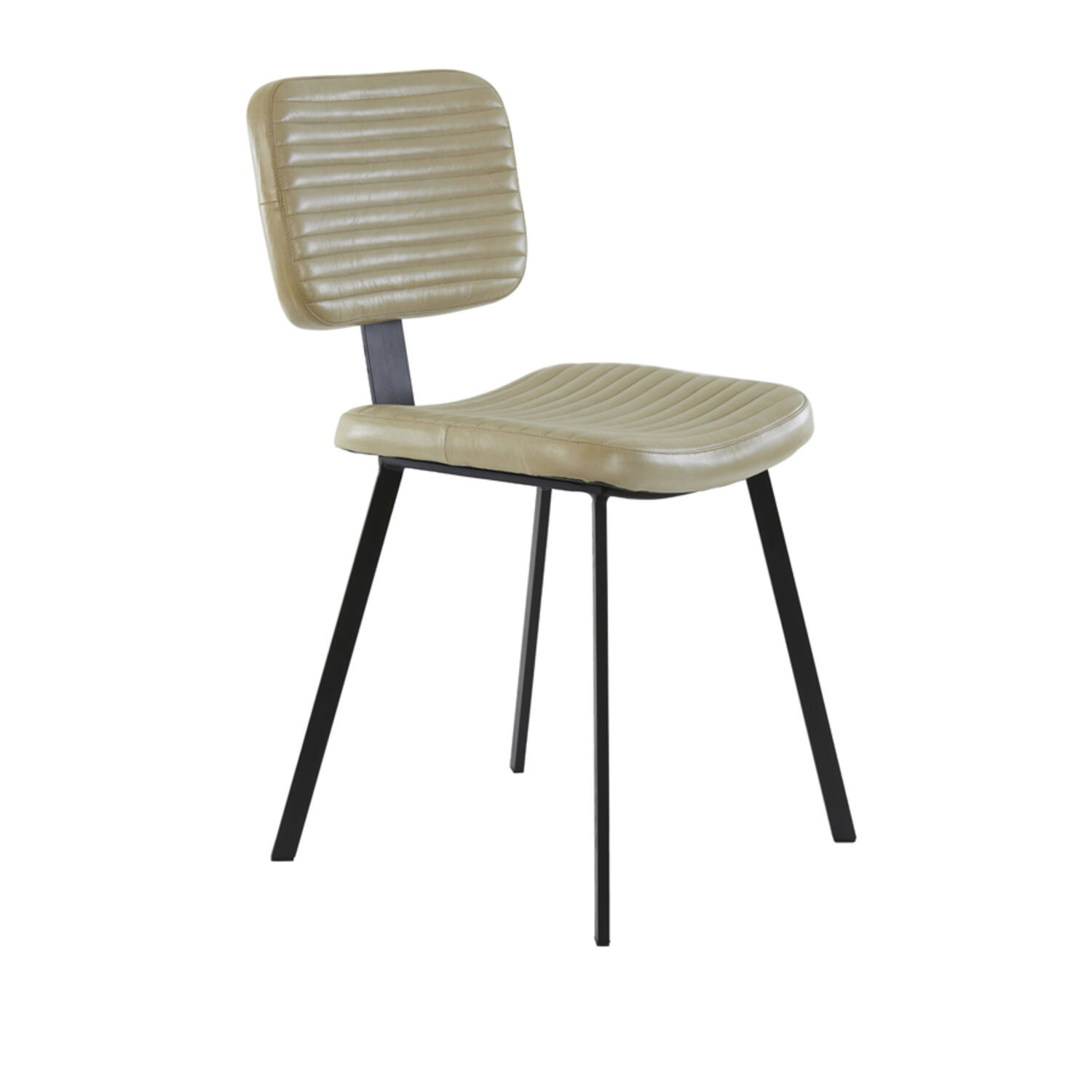 MASANA eetkamerstoel leer 51x47x82cm zand met zwart poten