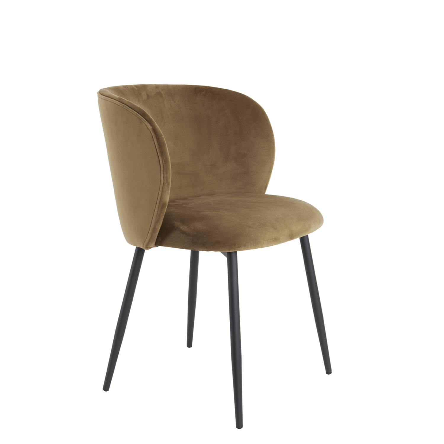 ELYNA eetkamerstoel velvet 56x55x79cm bruin met mat zwart poten