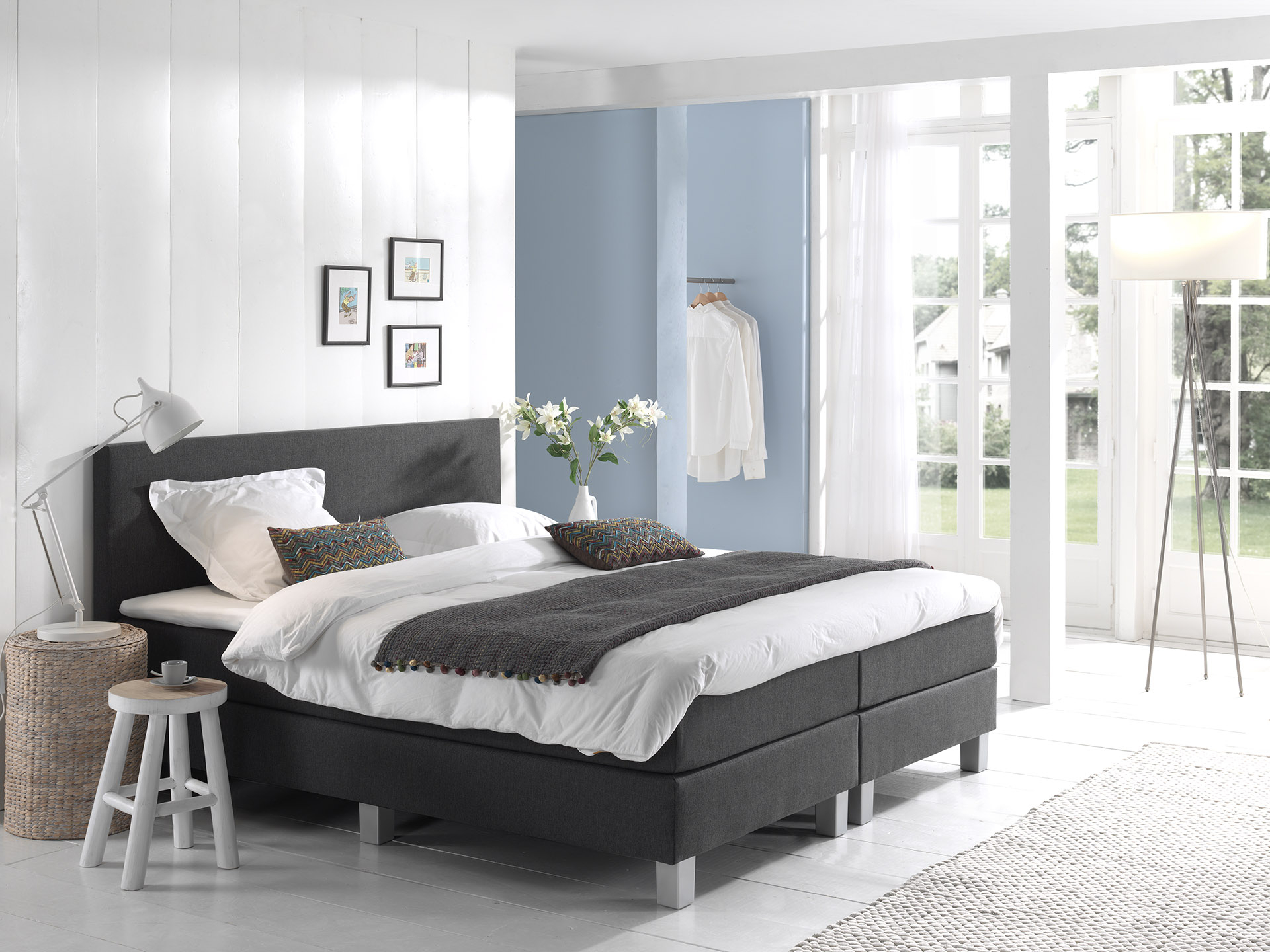Comfort 2.0 vlakke boxspring 200x220cm antraciet