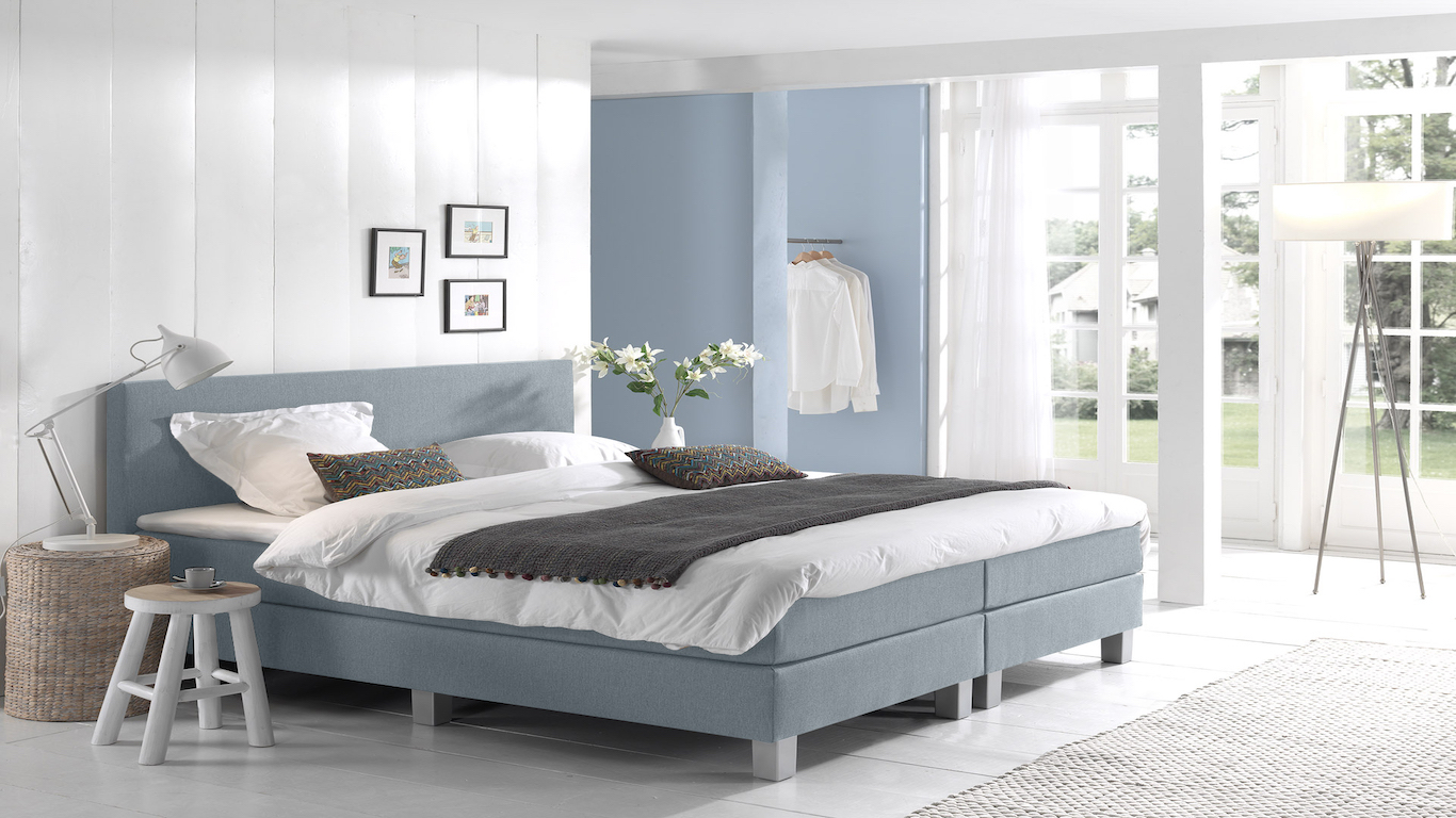 Comfort 2.0 vlakke boxspring 180x220cm lichtblauw