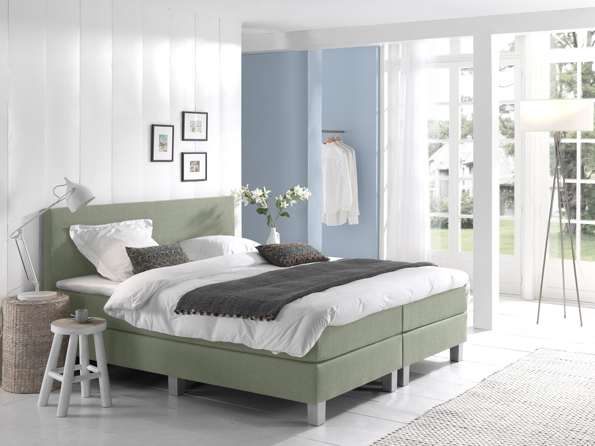Comfort 2.0 vlakke boxspring 80x210cm groen