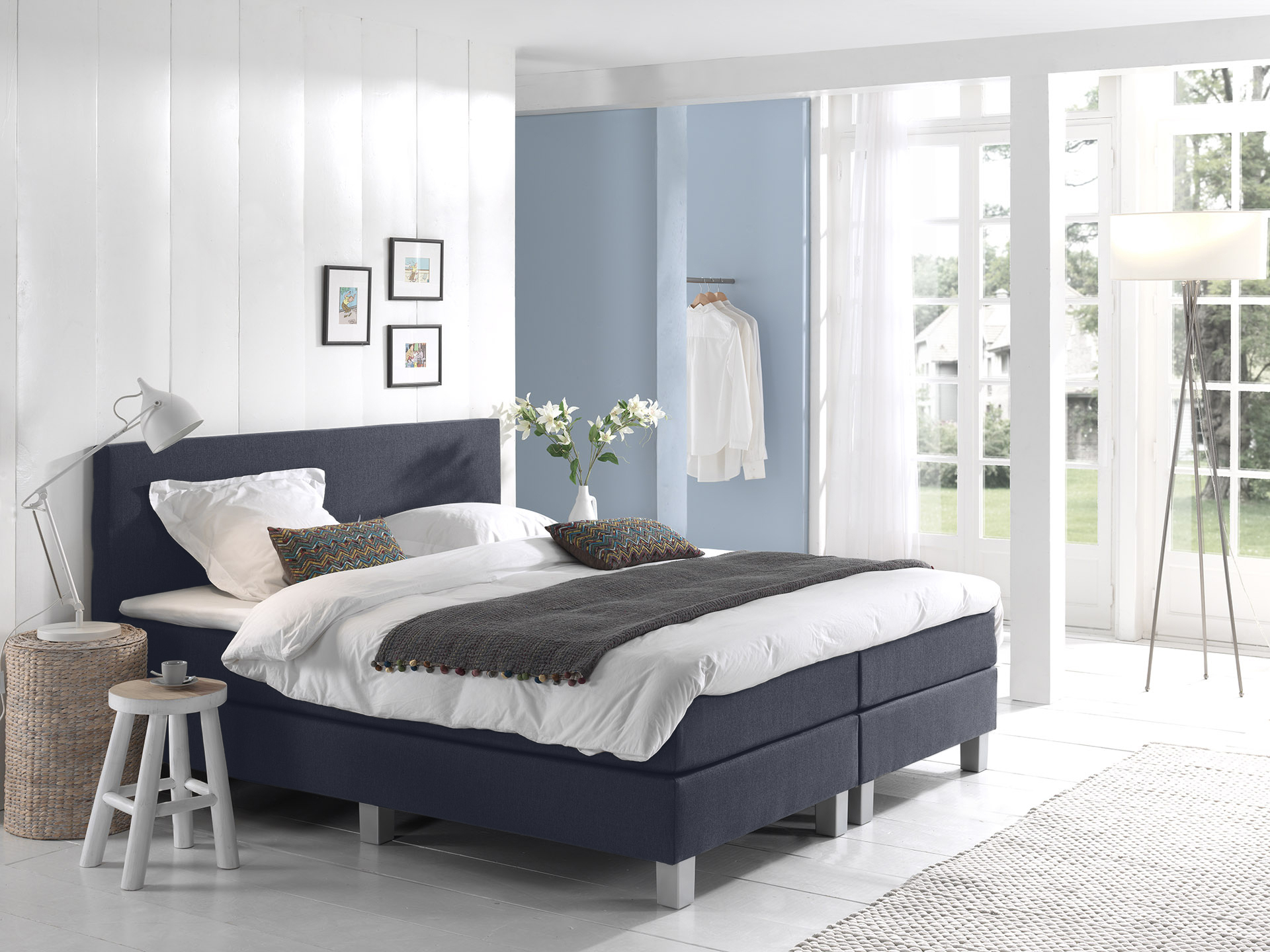 Comfort 2.0 vlakke boxspring 140x200cm donkerblauw