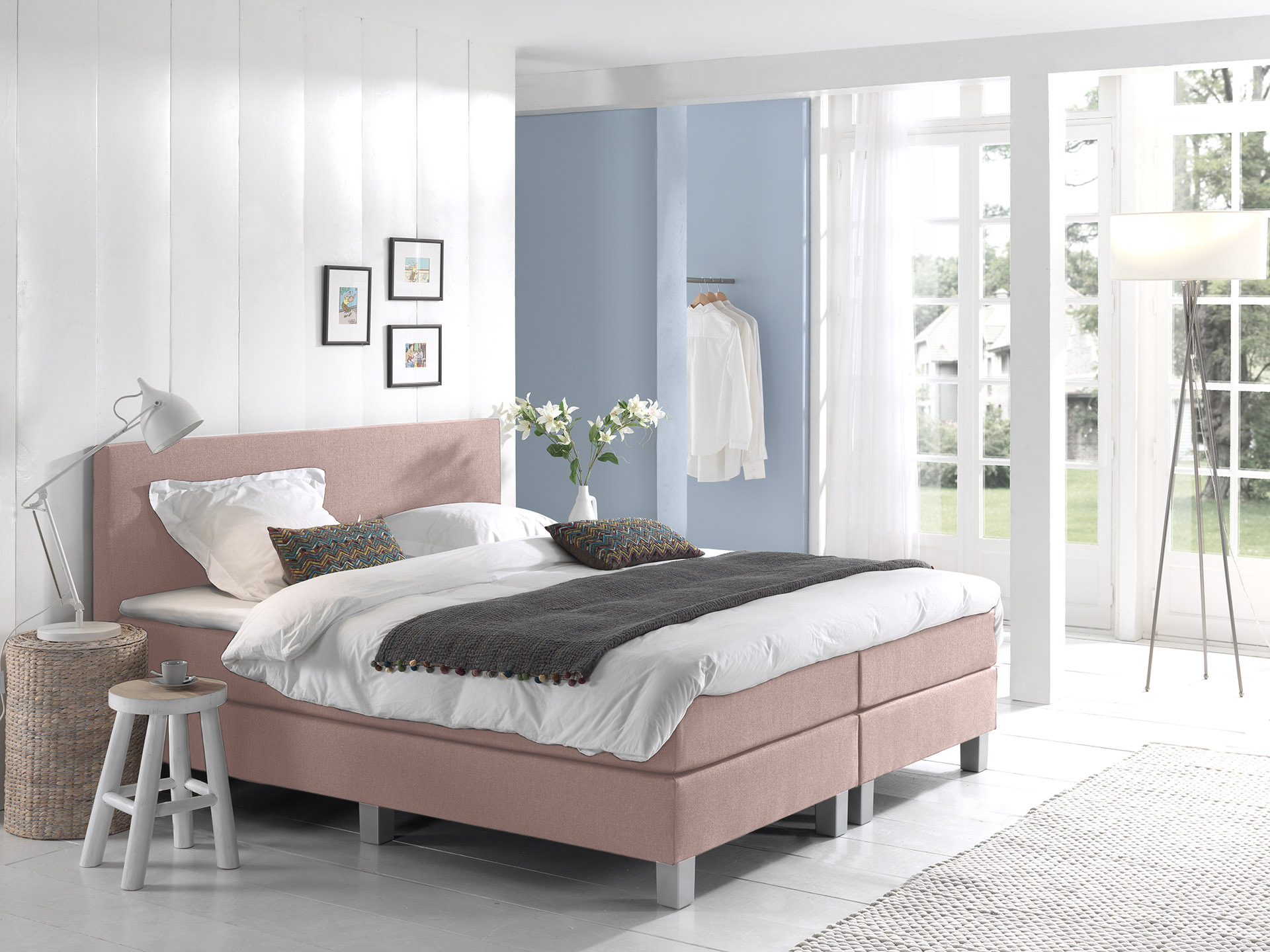 Comfort 2.0 vlakke boxspring 200x210cm roze