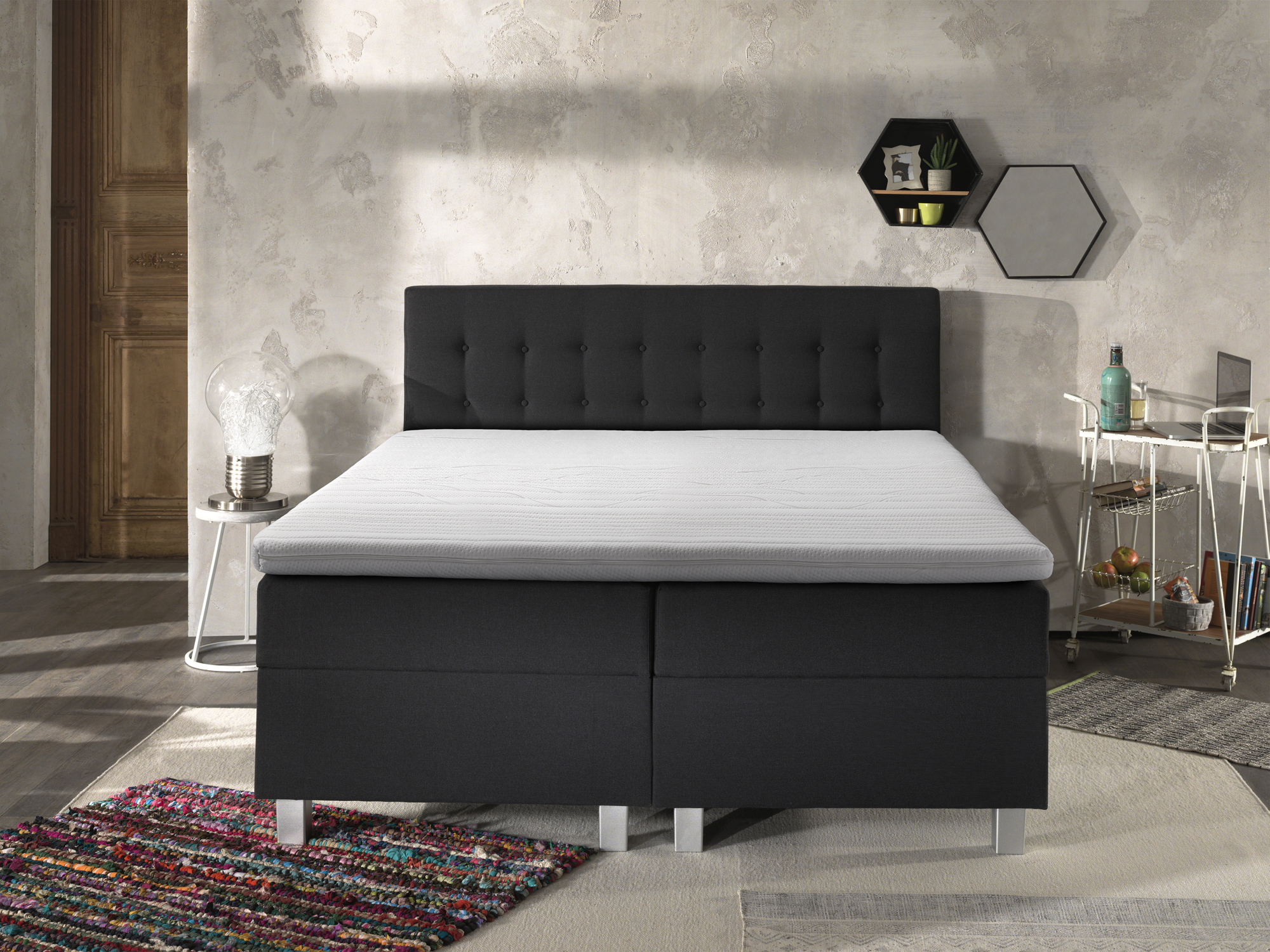 Shurgard opbergboxspring 160x200cm antraciet met NASA topdekmatras