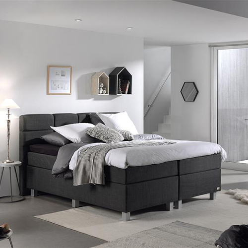 Gustavo Comfort vlakke boxspring 180x200cm antraciet met Hybrid topper