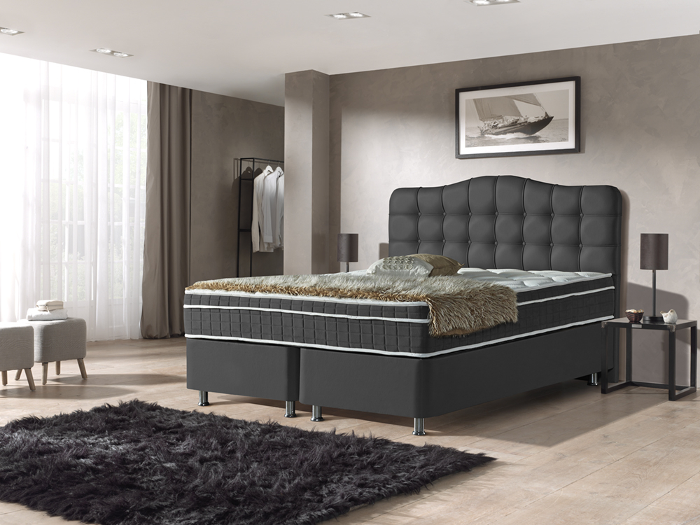 Marrakech opbergboxspring 180x200cm zwart met Hybrid topper