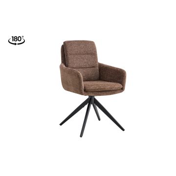 Lisen Draaibare Eetkamerstoel met Armleuning – Stof – Bruin