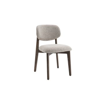Caren Houten Eetkamerstoel – Gerookte Massieve Eik – Stof – Zand