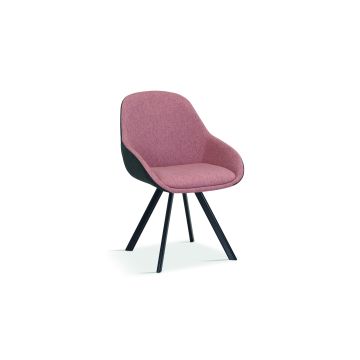 Jano Eetkamerstoel met Armleuning – Stof – Roze Kunstleer Rug – Donkergrijs