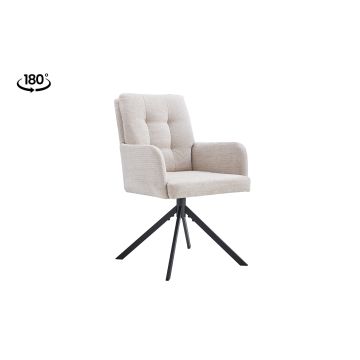 Grana Draaibare Eetkamerstoel met Armleuning – Stof – Beige