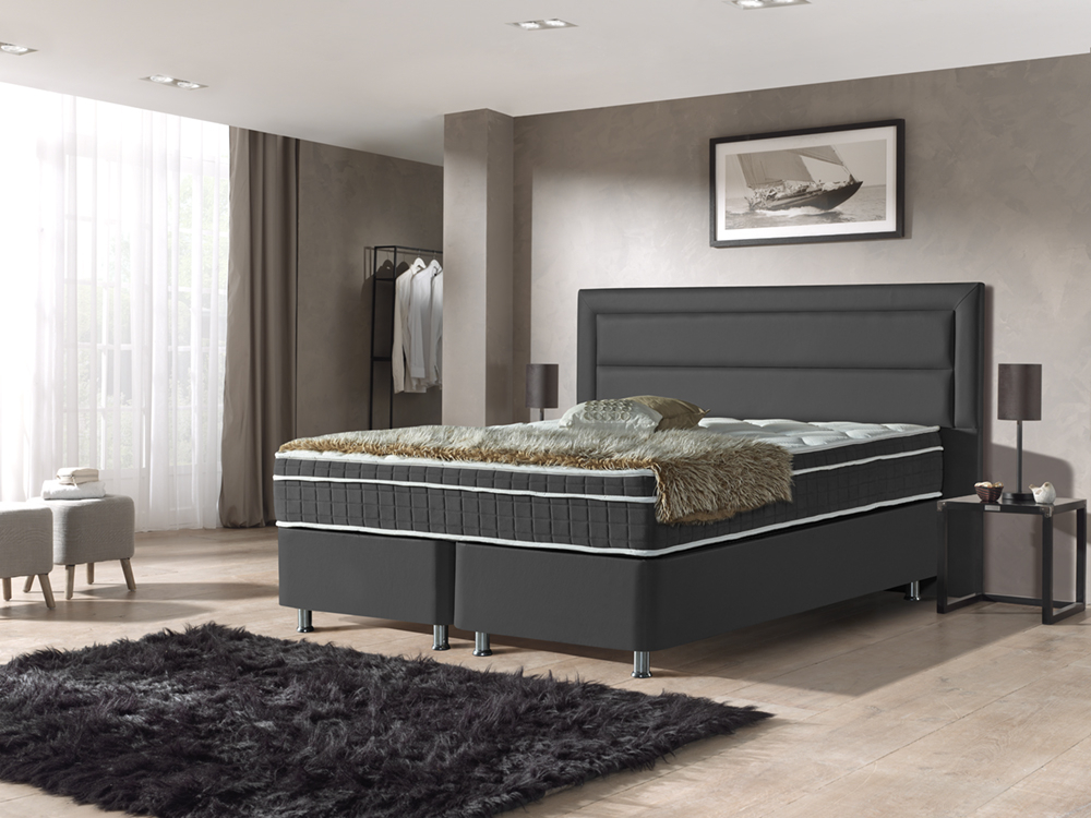 Saint Tropez opbergboxspring 180x200cm zwart met Hybrid topper