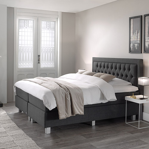 Valentina Comfort vlakke boxspring 180x200cm antraciet met Hybrid topper