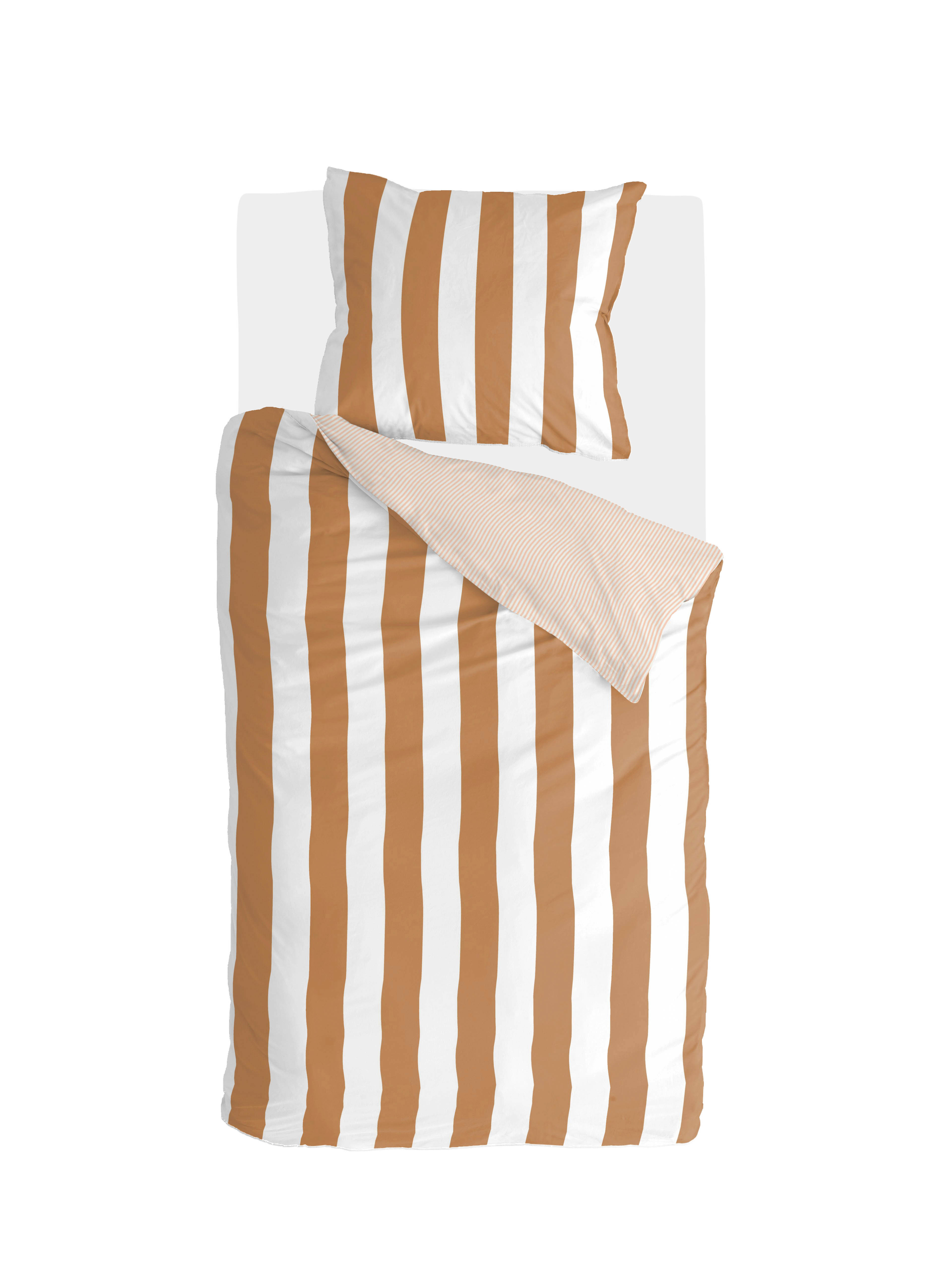 Classic Stripe dekbedovertrek 155x220cm cognac