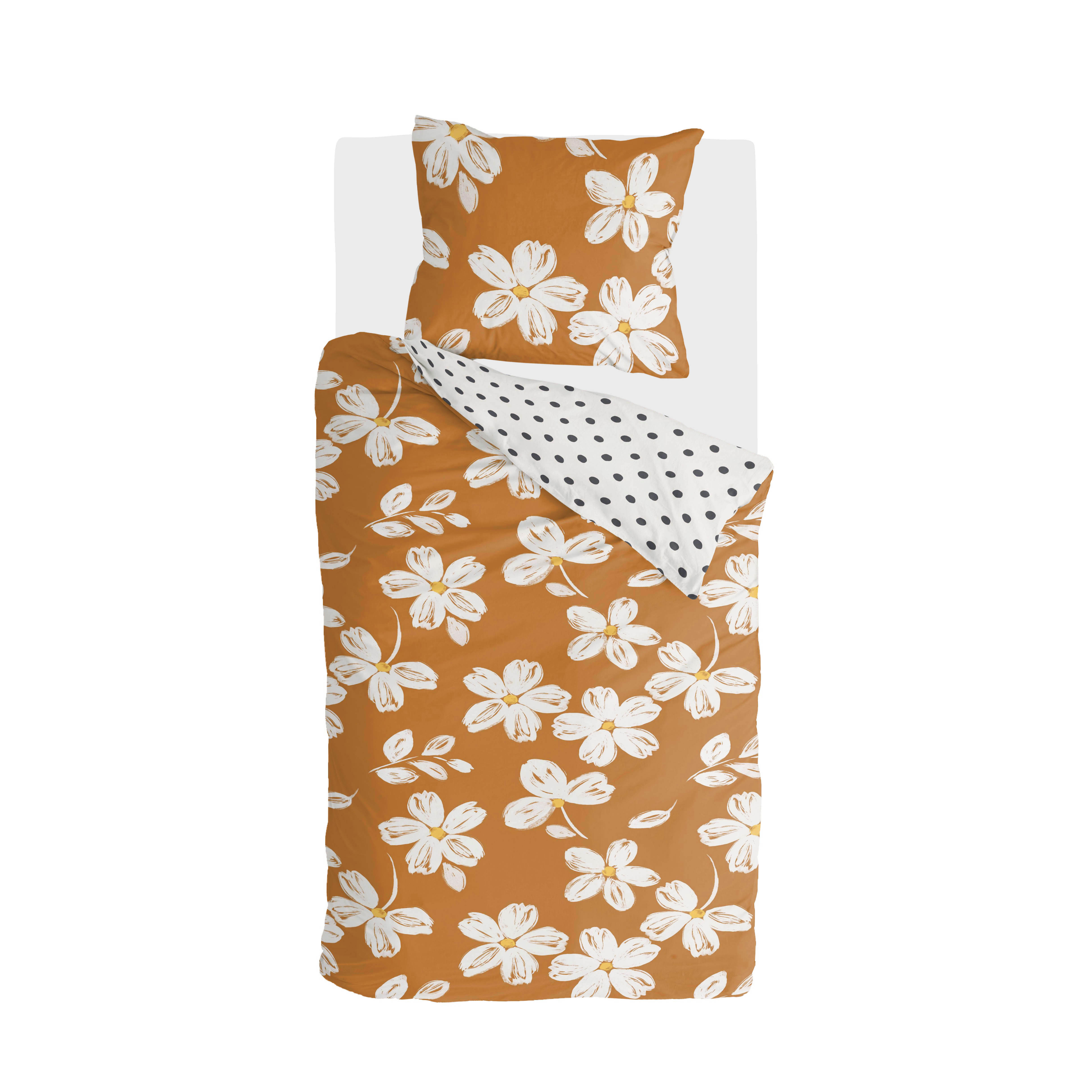 Fancy Flowers dekbedovertrek 155x220cm cognac