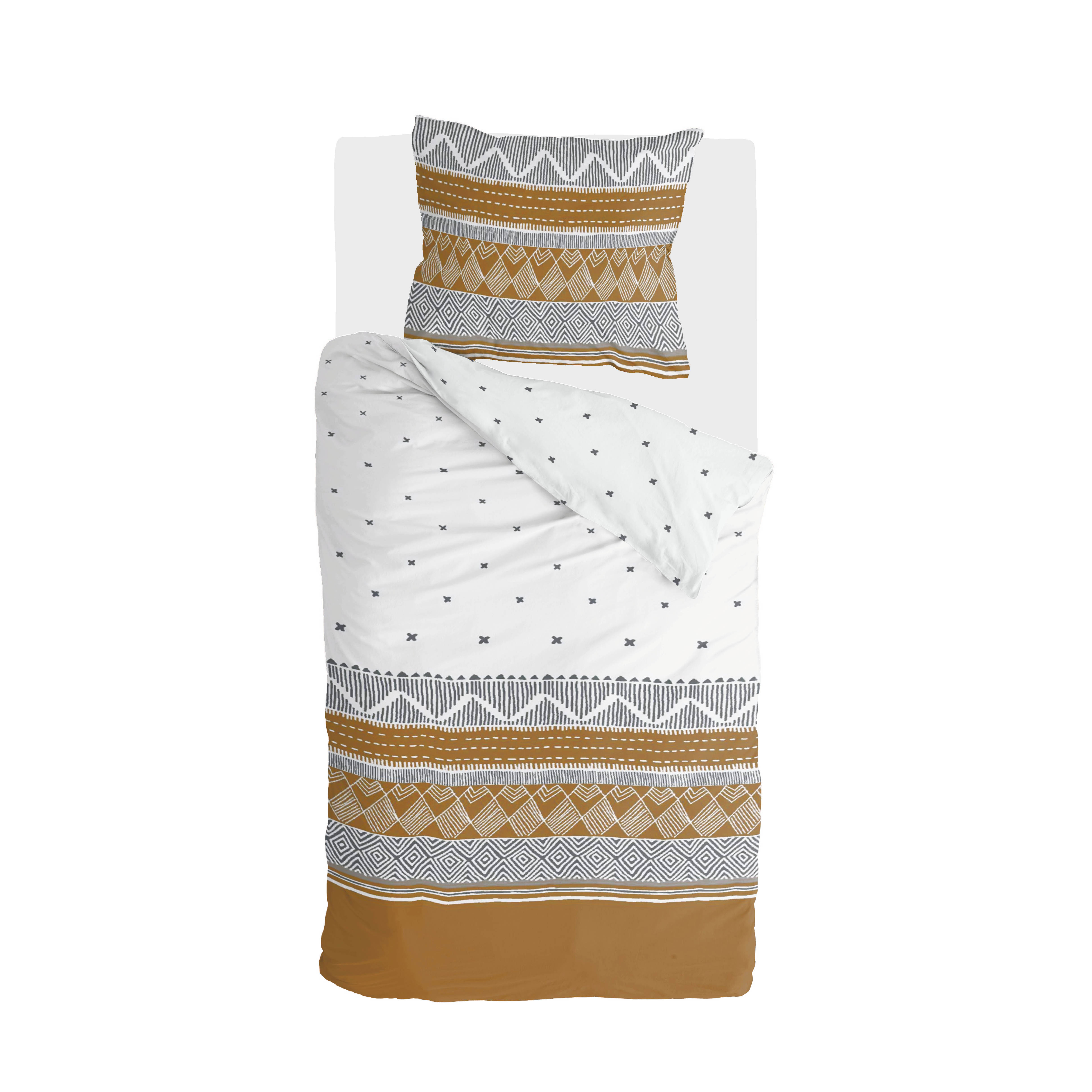 Ikat Dreams dekbedovertrek 155x220cm wit/cognac