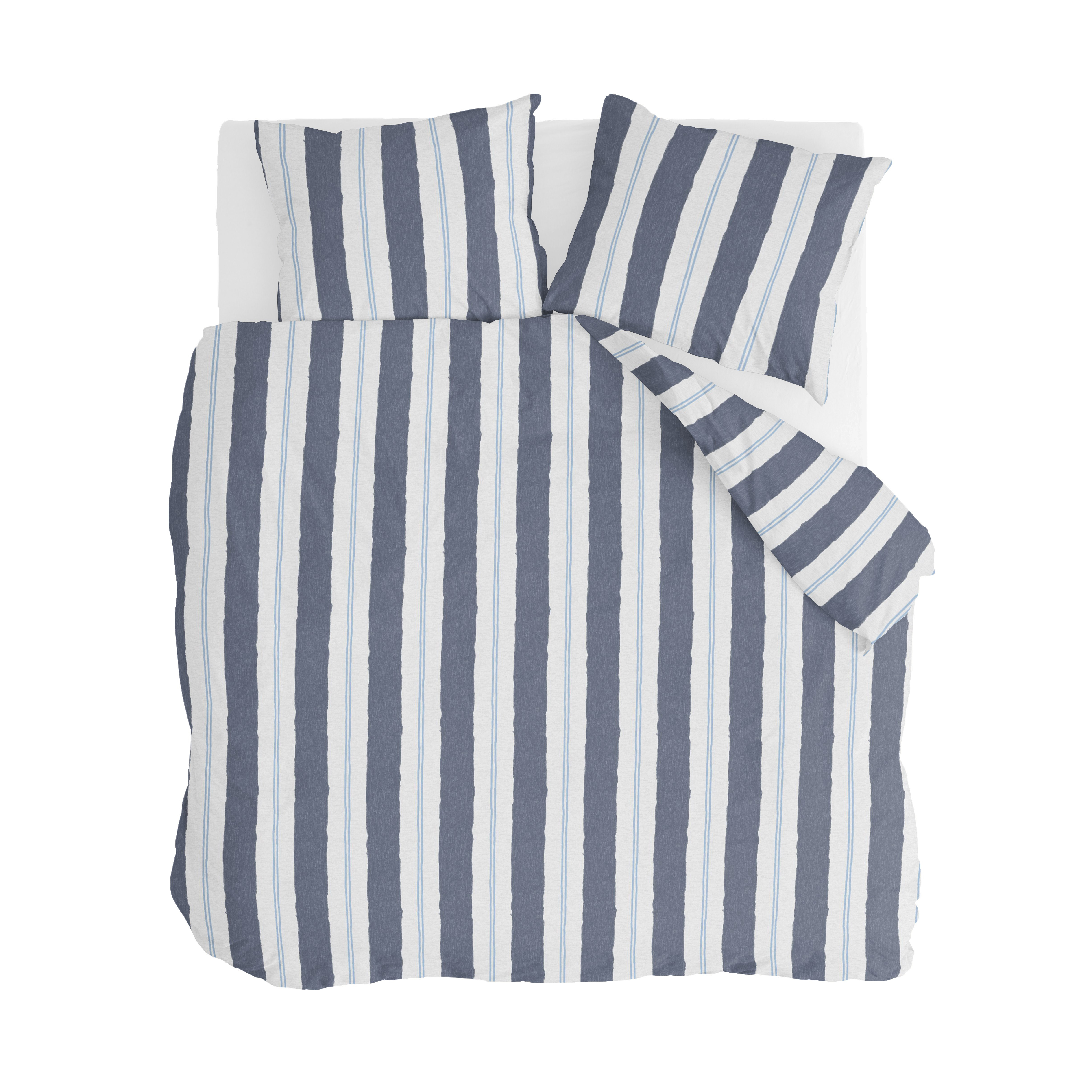 Remade Nautic Stripes dekbedovertrek 200x220cm donkerblauw