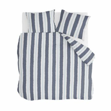 Remade Nautic Stripes dekbedovertrek 200x200cm donkerblauw