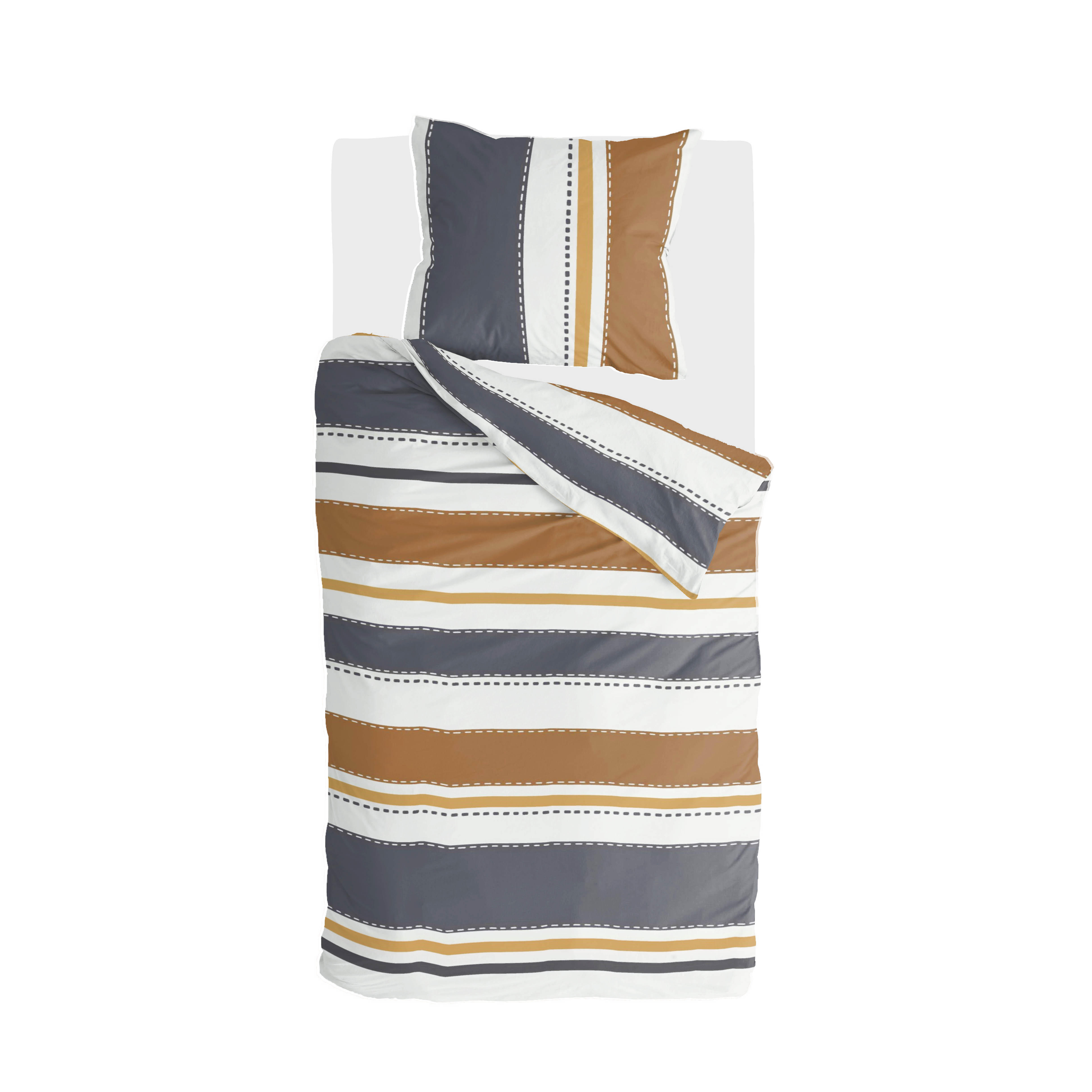 Stripes & Stitches dekbedovertrek 155x220cm antraciet