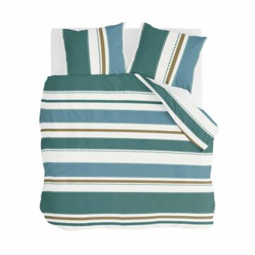 Stripes & Stitches dekbedovertrek 240x220cm groen