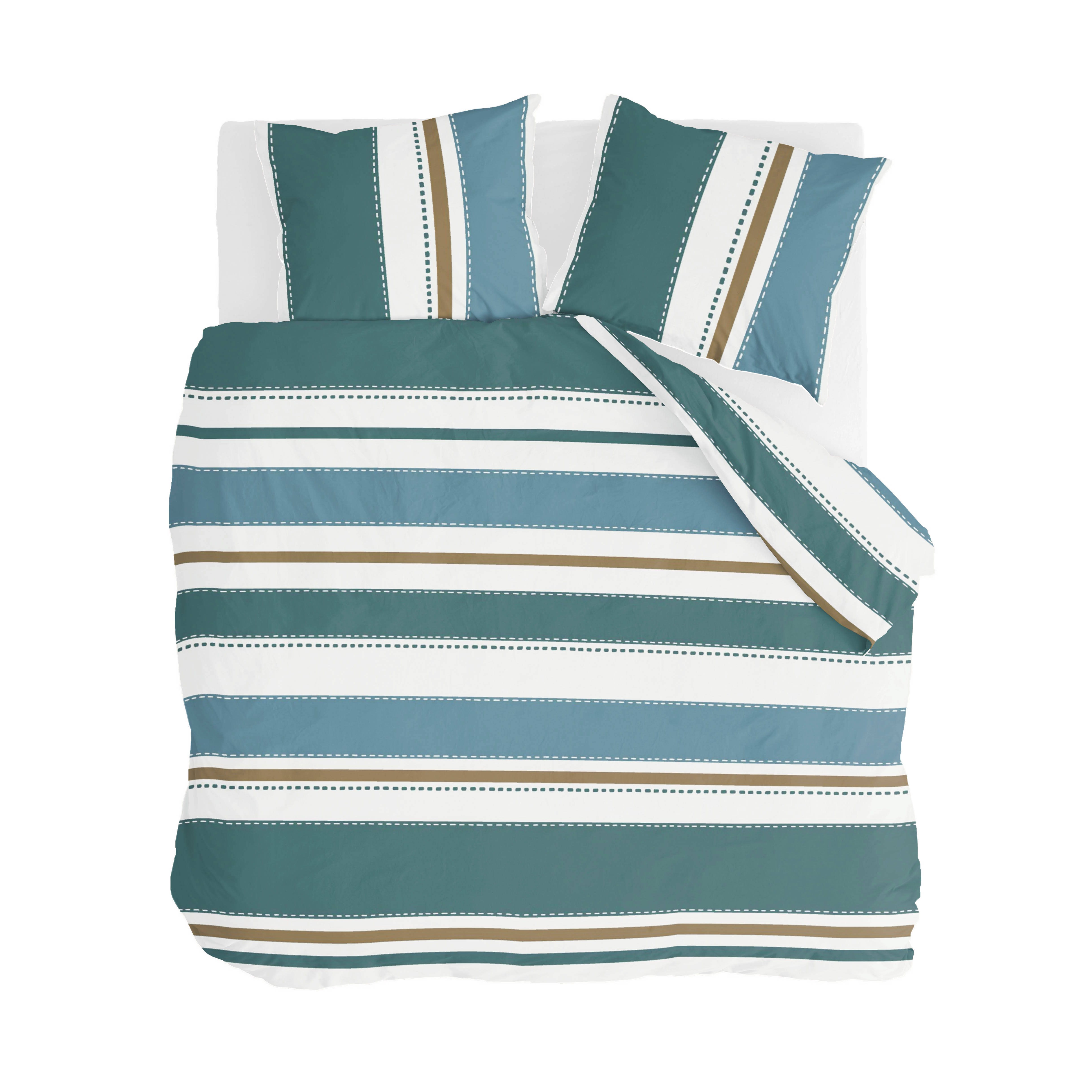 Stripes & Stitches dekbedovertrek 200x200cm groen