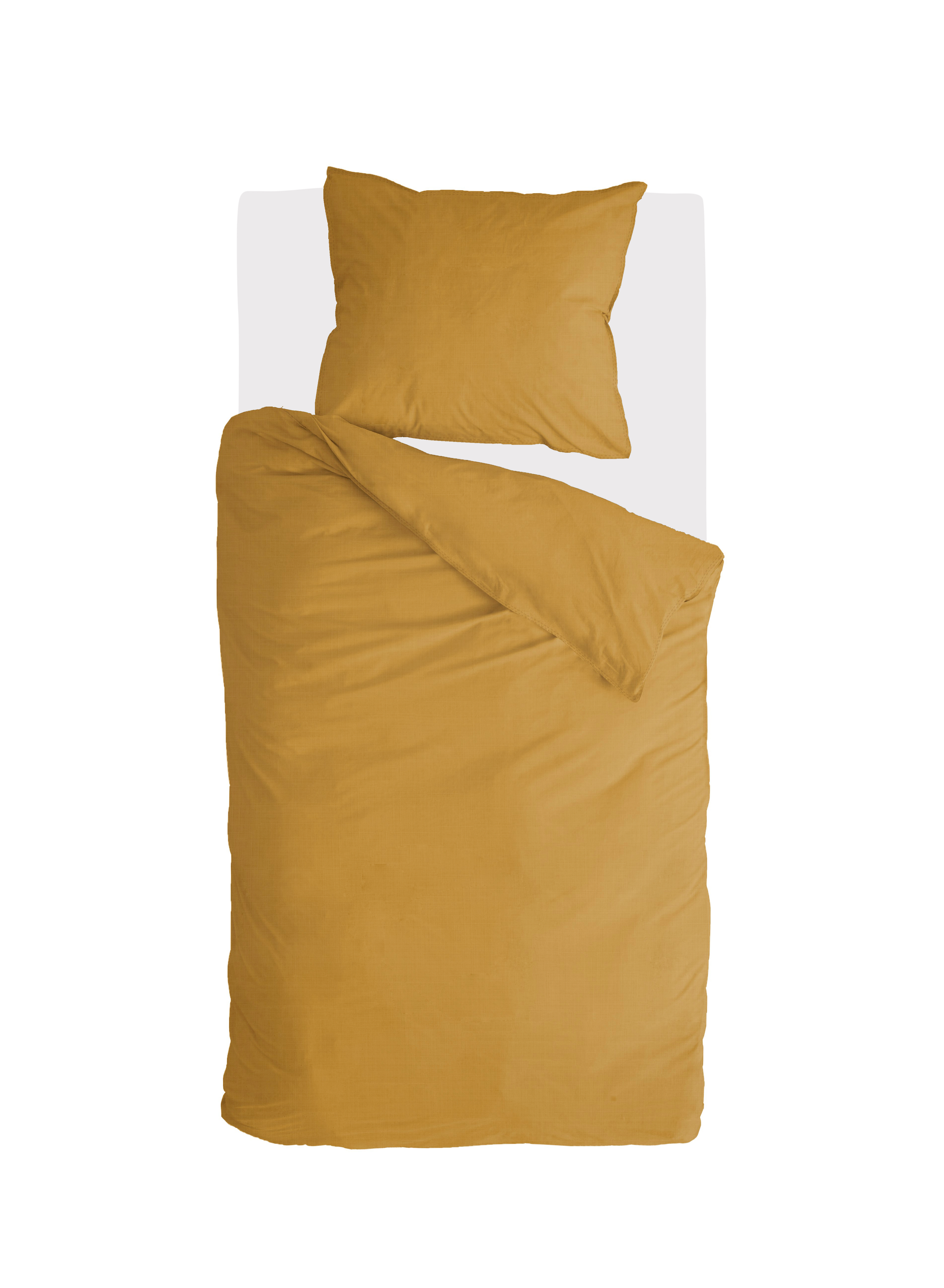 Vintage Cotton dekbedovertrek 135x200cm honing mosterd