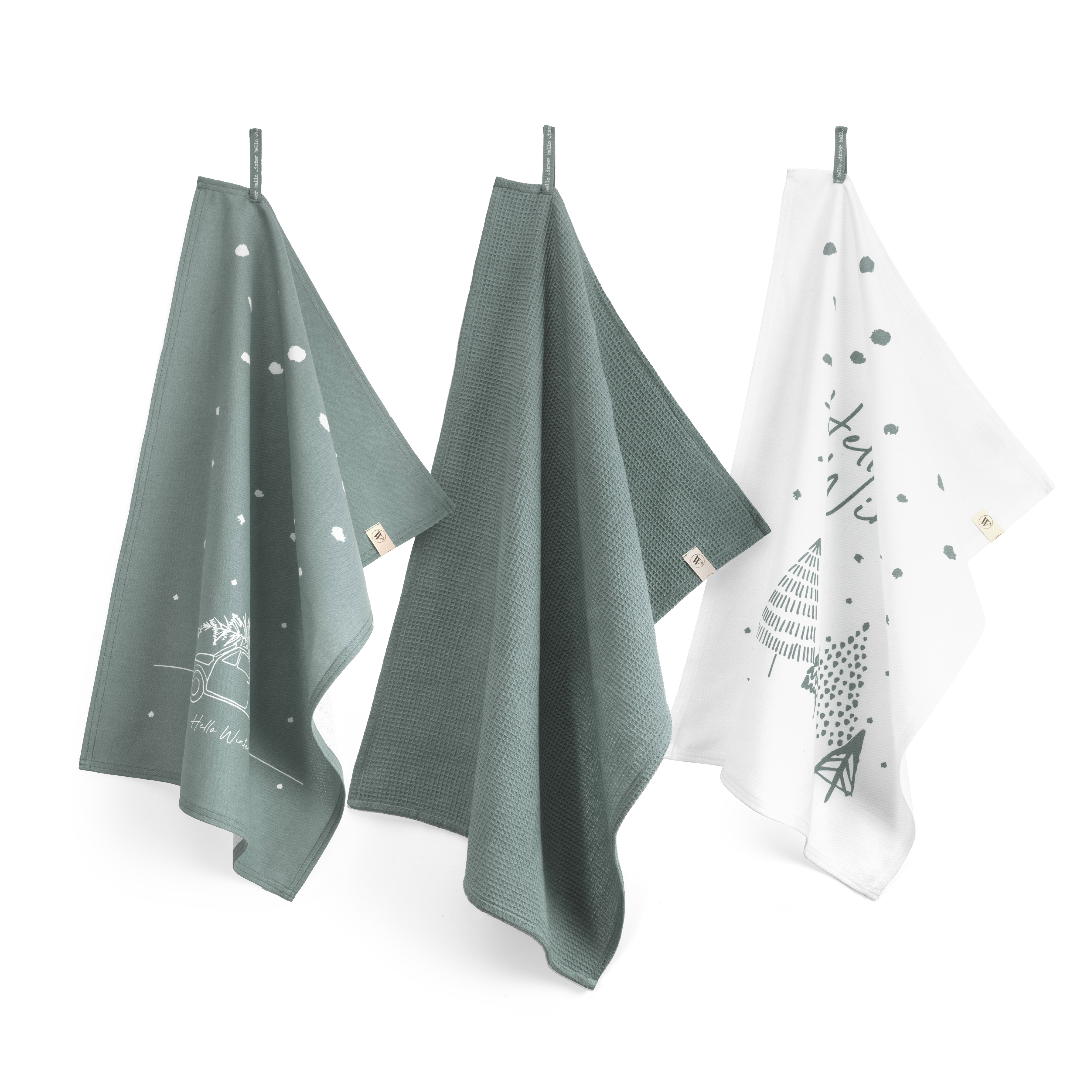 Hello Winter keukenset 50x70cm jade (3 stuks)